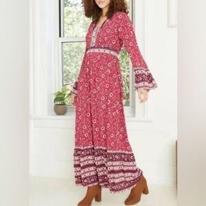 Knox Rose Bohemian Red Maxi Dress